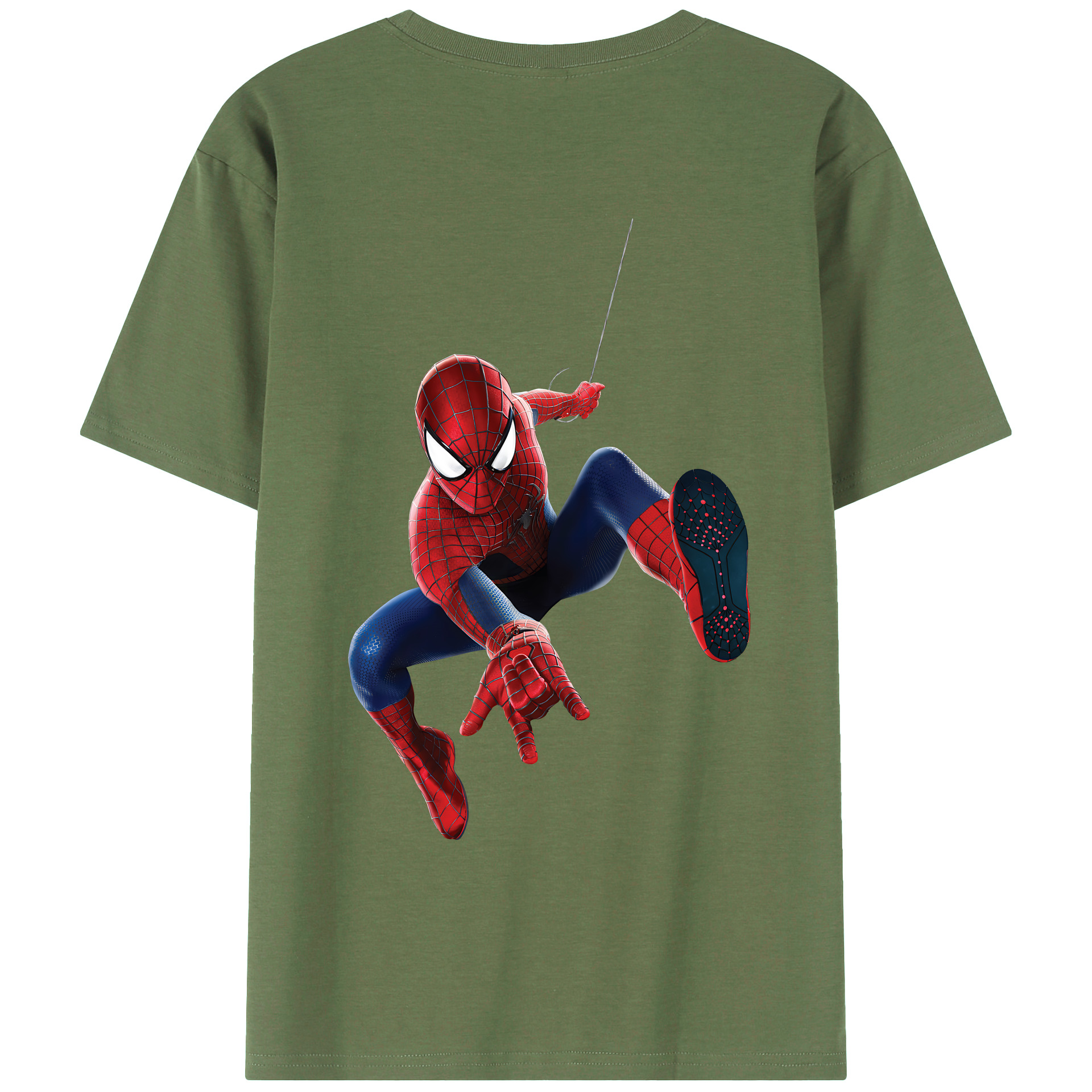 （画像用） Spider Man スパイダーマン 綿100％ メンズ半袖Tシャツ（バックプリント） 通気性